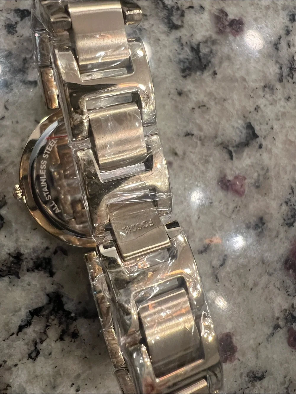Fossil Women’s Silver Stainless Bracelet Analog Gem-Set Bezel Watch w/ Box